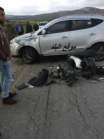 يعبد | حادث سير بين سيارة خصوصية ودراجة نارية 